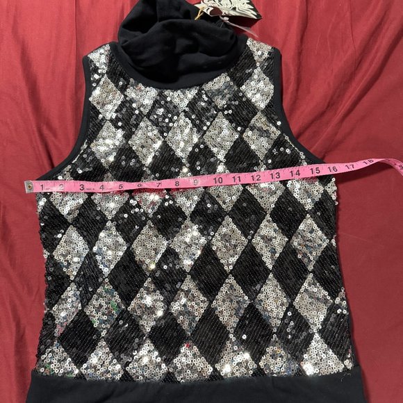 NWT John Baner sequin argyle diamond front sleeveless top turtleneck size medium - Picture 6 of 11